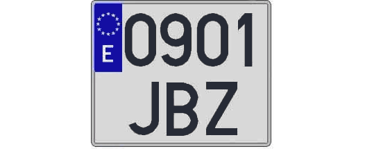 0901JBZ matricula cuadrada