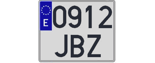 0912JBZ matricula cuadrada