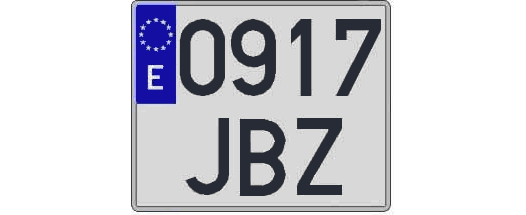 0917JBZ matricula cuadrada