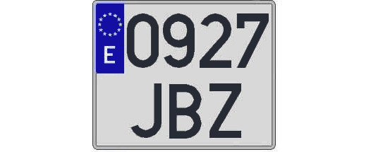 0927JBZ matricula cuadrada