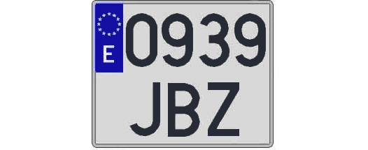 0939JBZ matricula cuadrada