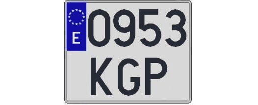 0953KGP matricula cuadrada