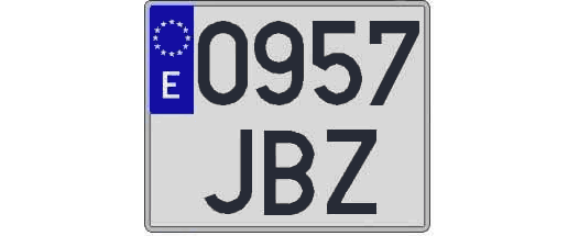0957JBZ matricula cuadrada