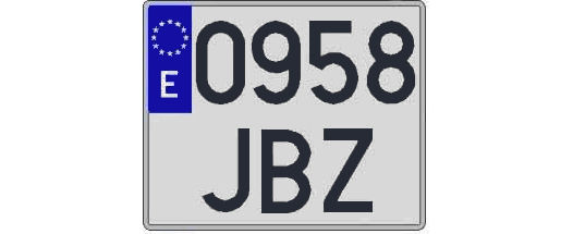 0958JBZ matricula cuadrada