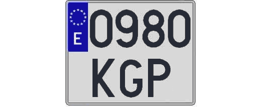 0980KGP matricula cuadrada