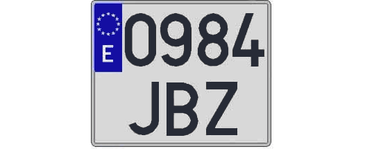 0984JBZ matricula cuadrada
