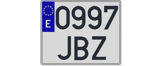 0997JBZ matricula cuadrada