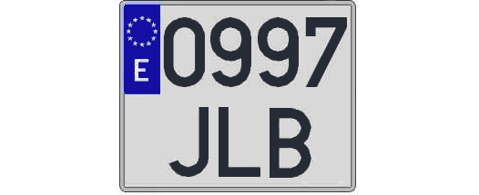 0997JLB matricula cuadrada