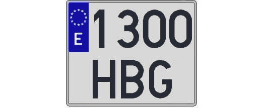 1300HBG matricula cuadrada