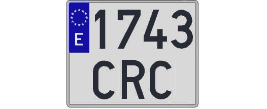 1743CRC matricula cuadrada