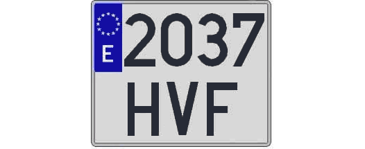 2037HVF matricula cuadrada