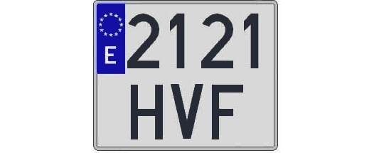 2121HVF matricula cuadrada