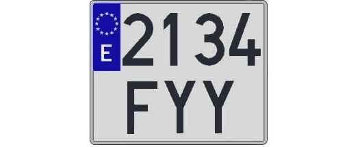 2134FYY matricula cuadrada