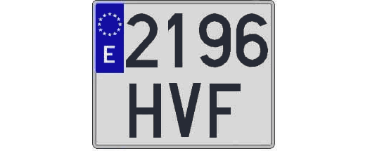 2196HVF matricula cuadrada