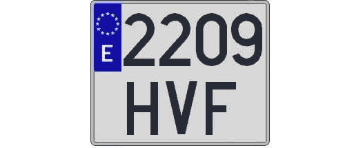 2209HVF matricula cuadrada