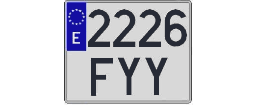 2226FYY matricula cuadrada