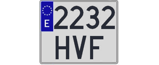 2232HVF matricula cuadrada