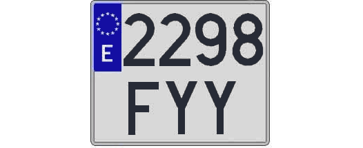 2298FYY matricula cuadrada