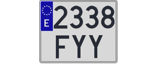 2338FYY matricula cuadrada