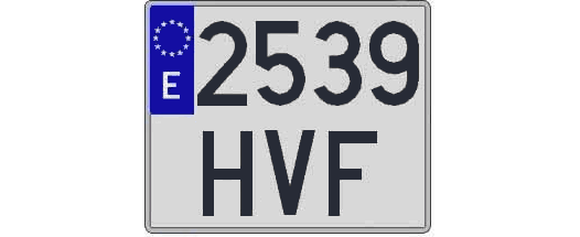 2539HVF matricula cuadrada