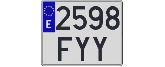 2598FYY matricula cuadrada