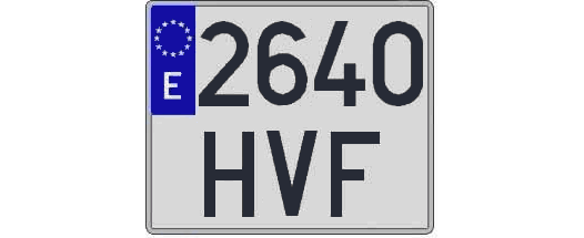 2640HVF matricula cuadrada