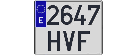 2647HVF matricula cuadrada