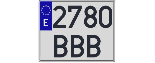 2780BBB matricula cuadrada