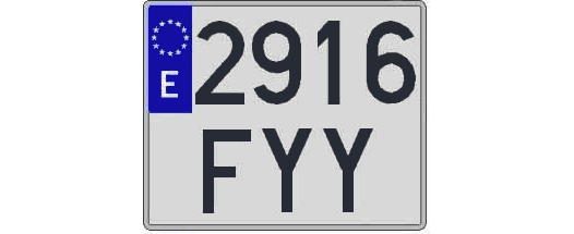 2916FYY matricula cuadrada