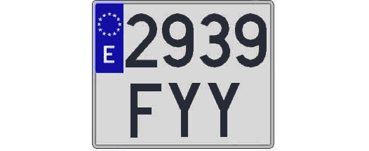 2939FYY matricula cuadrada