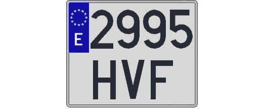2995HVF matricula cuadrada
