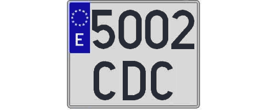 5002CDC matricula cuadrada