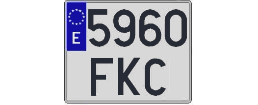 5960FKC matricula cuadrada