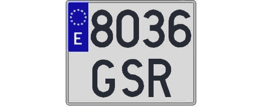 8036GSR matricula cuadrada