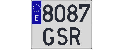 8087GSR matricula cuadrada