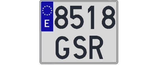 8518GSR matricula cuadrada