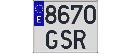 8670GSR matricula cuadrada