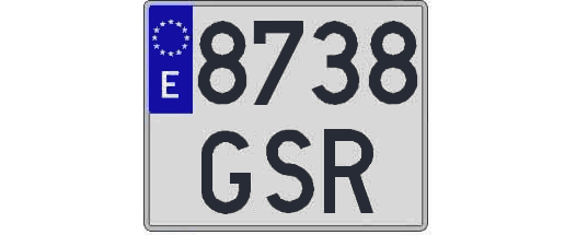 8738GSR matricula cuadrada