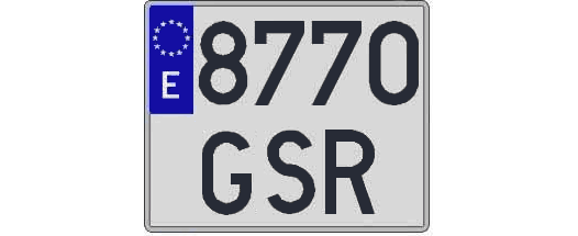 8770GSR matricula cuadrada