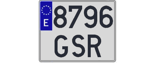 8796GSR matricula cuadrada