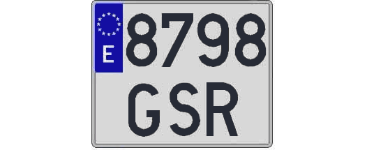 8798GSR matricula cuadrada