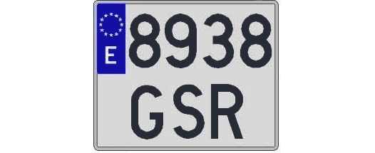 8938GSR matricula cuadrada