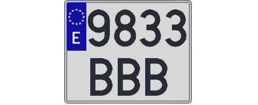 9833BBB matricula cuadrada