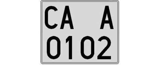 CA0102A matricula cuadrada