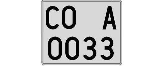 CO0033A matricula cuadrada
