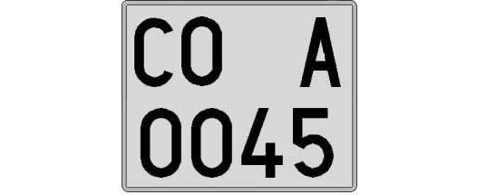 CO0045A matricula cuadrada