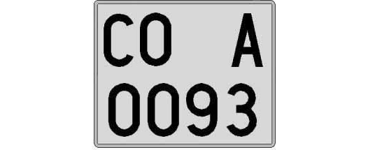 CO0093A matricula cuadrada