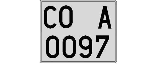 CO0097A matricula cuadrada