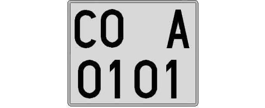 CO0101A matricula cuadrada