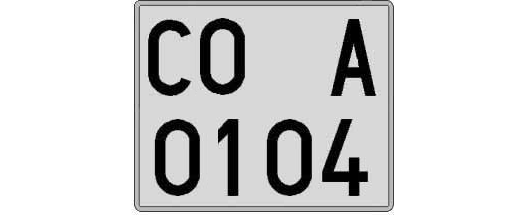 CO0104A matricula cuadrada